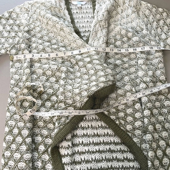 Time And Tru Flyaway Cardigan Sweater Open Front Chunky Knit Olive Green… - Picture 12 of 14